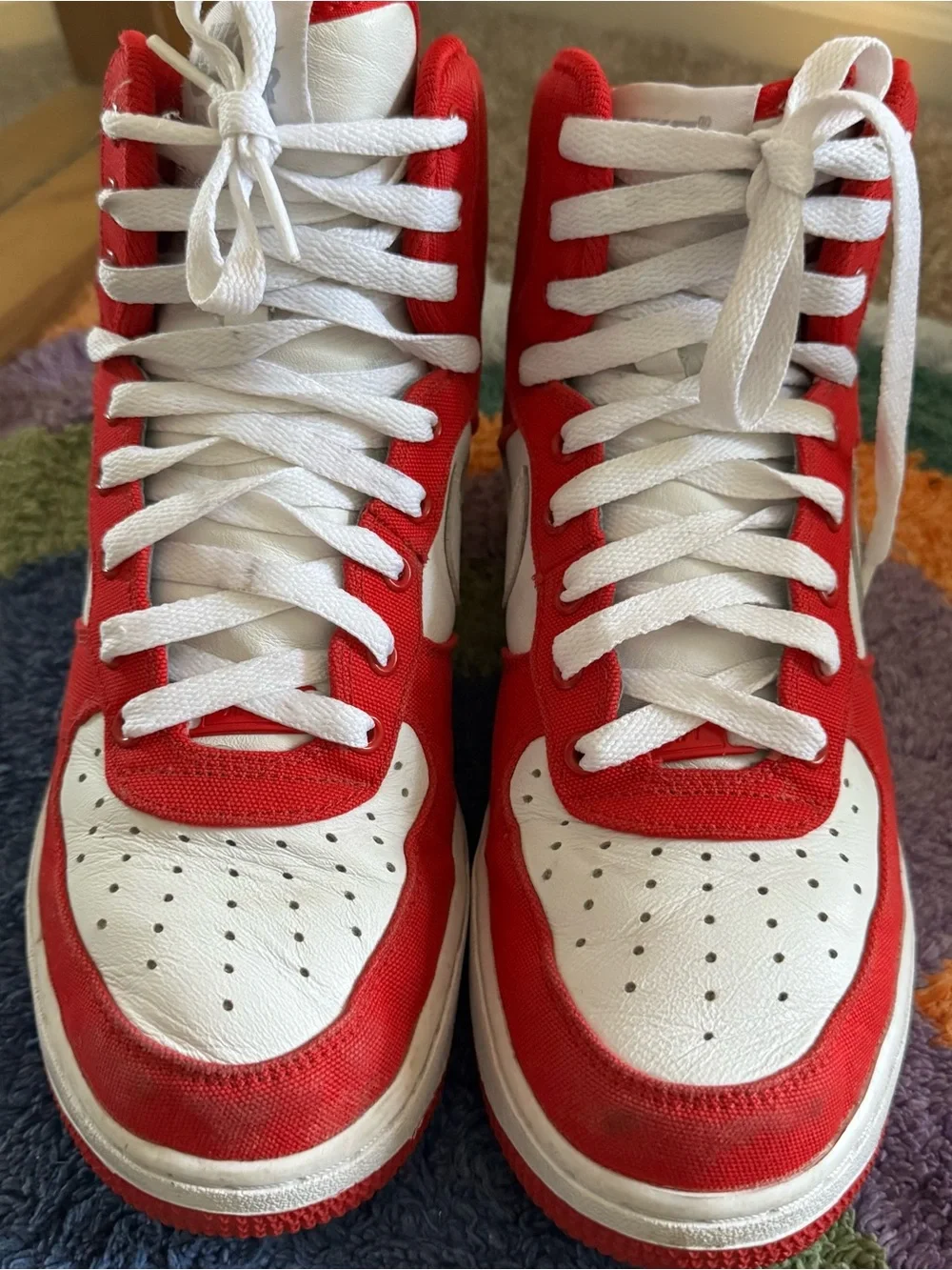 Women Nike Air Force 1 High Nike iD Custom Red White Streetwear Rare Size 8.5